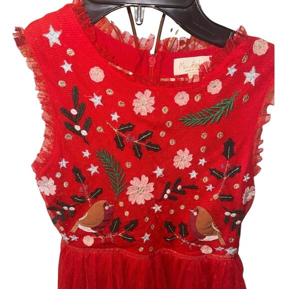 Mini Boden Girls Christmas Dress with Tulle and Embroidery Size 9-10 - Picture 3 of 4